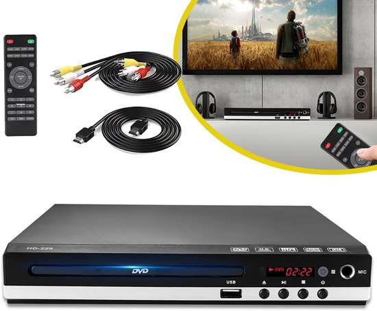 CD/DVD-Speler Voor TV - Full Hd 1080p Multifunctionele Speler - Met HDMI/USB/AV-Aansluiting - USB-Speler van NCRealher