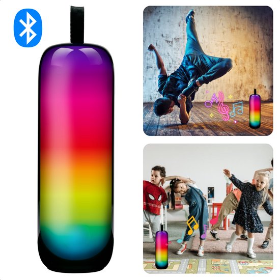 Cheqo® Bluetooth Speaker RGB - Draagbare Bluetooth Speaker - Krachtige 10W Party Speaker - Draadloze Verlichting - Ideaal voor Feestjes van Cheqo