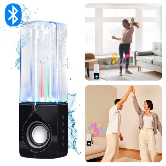 Cheqo® Dansende Water Bluetooth Speaker Draadloos - 6W Geluid - LED Lichtshow - Draadloos en Waterdicht - Inclusief EBOOK van Cheqo