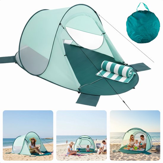 Cheqo® Strandtent - Pop Up Strandtent - Strandtent Pop Up - Pop Up Tent Strand - Strandtentje - Strand Shelter - Beach Shelter - Beach Tent - Strandtent Uv Bescherming - Strandtent Zonbescherming - Strandtent Windscherm van Merkloos