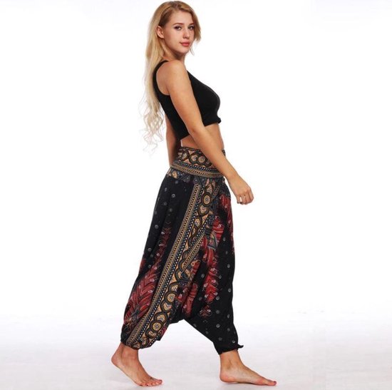 CHPN - Harembroek - Chillbroek - Chillpants - Harem broek - Rood/Zwart/Multicolor - Yogabroek - Baggy broek - Boho van Merkloos