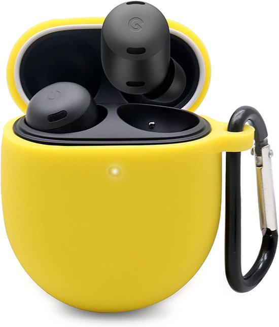 Cilicone Hoesje compatibel met Google Pixel Buds Pro/Buds Pro 2, ultradunne zachte hoes, slim fit, valbestendig, niet gemakkelijk vuil - geel