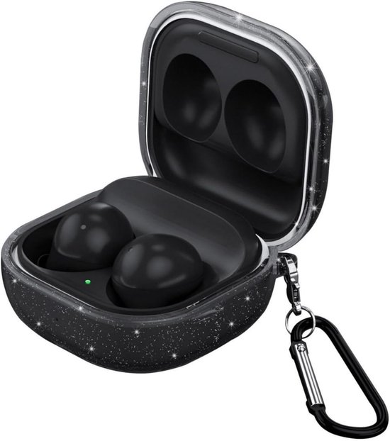 Clear Cover compatibel met Samsung Galaxy Buds FE/Buds Pro/Buds Live/Buds 2/Buds 2 Pro, TPU-beschermhoes, ultradun, schokbestendig, krasbestendig, bling transparant zwart