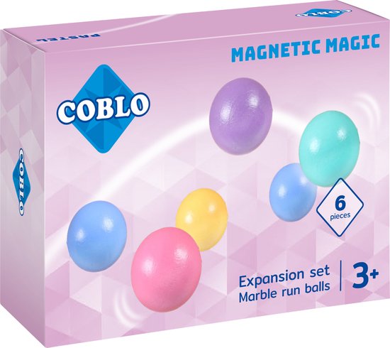 Coblo Pastel Knikkerbaan balletjes 6 stuks - Magnetisch speelgoed - Montessori speelgoed - STEM speelgoed - Cadeau kind - Speelgoed 3 jaar t/m 12 jaar van Coblo