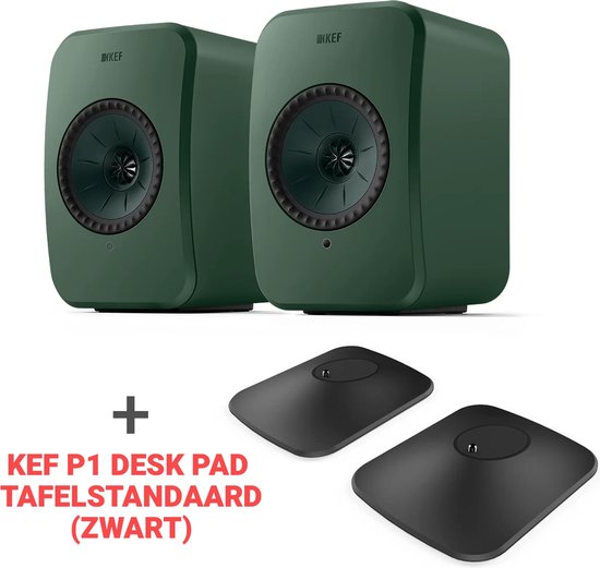 Combi Deal LSX II LT - green + KEF P1 Desk pad tafelstandaard - Zwart van KEF