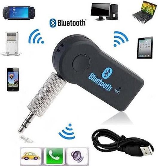 (Combi Pack 2x) Bluetooth Receiver 4.1 Audio Music Streaming Adapter Receiver Handsfree Carkit & Thuisgebruik | MP3 Player 3.5mm AUX in Geweldige Geluidskwaliteit Stereo audio Output van Merkloos