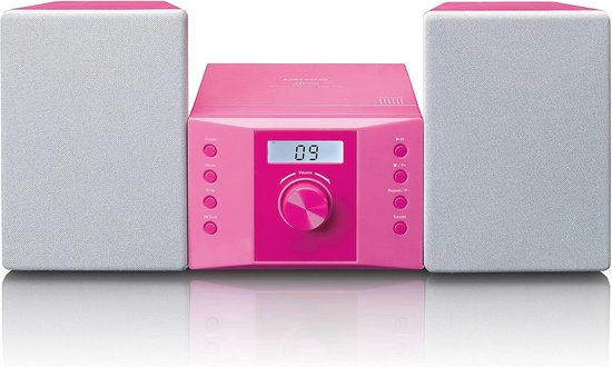 Compact stereo-systeem voor kinderen met cd-speler, LCD-scherm en AUX-ingang in roze van $