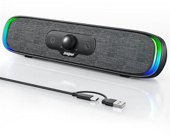 Compacte Bluetooth RGB Soundbar met LED-lichteffecten voor PC en Laptop