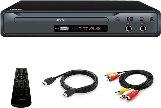 Compacte DVD Speler - CD Speler - Films Kijken - Regiovrij Afspelen - 22.5 cm Breed - Zwart