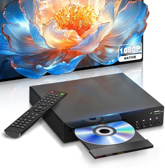 Compacte DVD Speler met HDMI - Full HD 1080P DVD Player - Regiovrij - USB Aansluiting - Geschikt voor Smart TV en Geluidssysteem