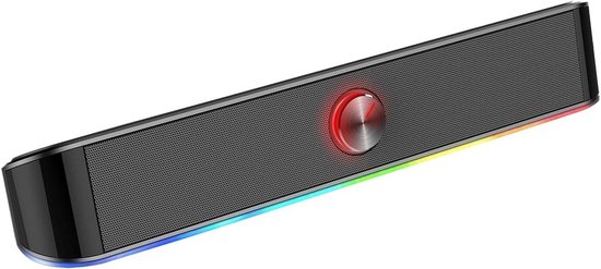 Compacte Soundbar - Desktop Speaker - Audio Verbetering - Dynamische RGB Verlichting - Klein Formaat - Zwart