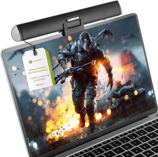 Compacte USB-soundbar - mobiele luidspreker voor laptop, pc en tv - houder en standaard inbegrepen - plug & play