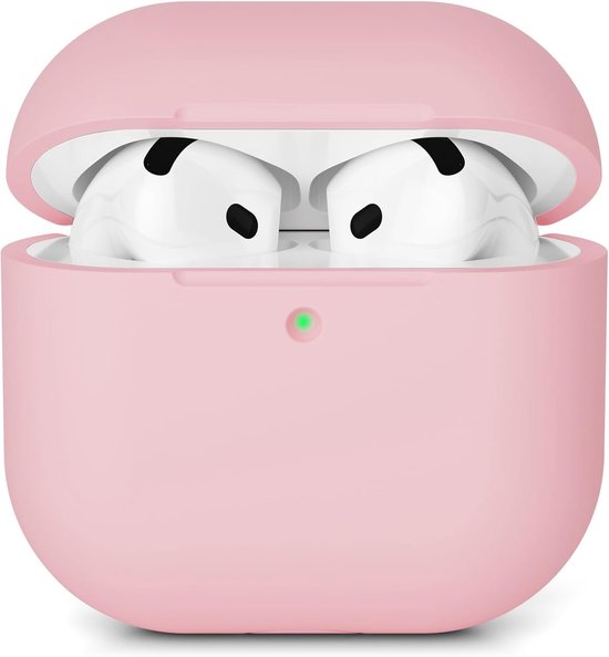Compatibel met Airpods 4 (2024), schokbestendig, krasbestendig, van siliconen, voor AirPods 4e generatie, LED aan de voorkant zichtbaar, roze