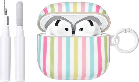 Compatibel met AirPods 4 hoes, schattig gestreept patroon