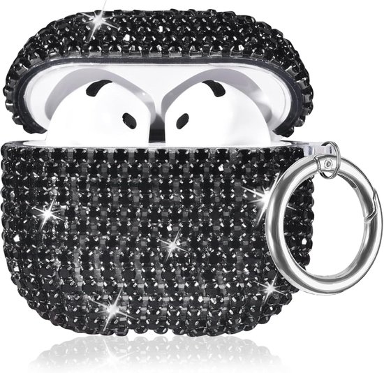 compatibel met AirPods 4e generatie (2024), fonkelende diamanten hoes voor AirPods 4 hoes bling strass steentjes voor vrouwen, schokbestendige beschermende schattige hoes met