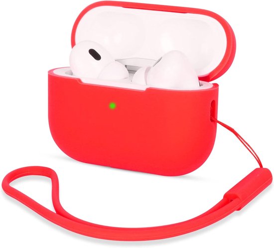 Compatibel met Airpods Pro 2, beschermhoes van siliconen AirPods Pro 2 voor AirPods Pro 2e generatie, AirPods Pro 2 2022 met siliconen koord, rood