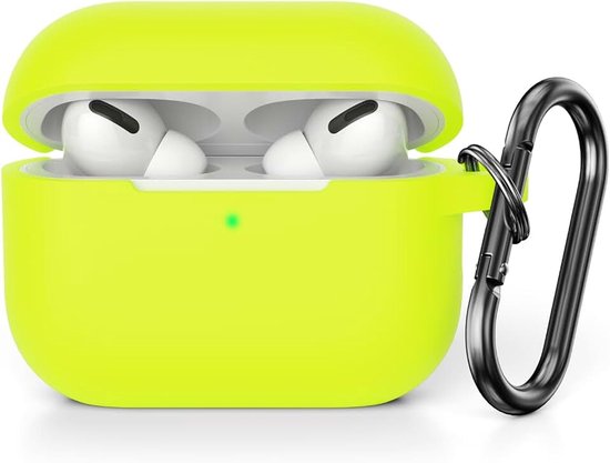 compatibel met AirPods Pro 2 hoesjes, schokbestendige siliconen beschermhoes, antislip beschermhoes voor Airpods Pro 2 (2022) met karabijnhaak, glanzend geel