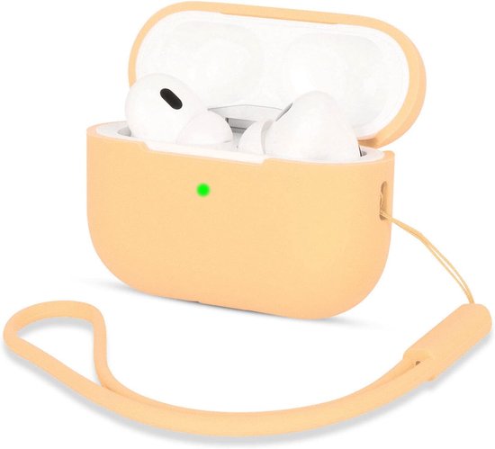 Compatibel Met AirPods Pro 2, Siliconen Case Cover Voor 2e Generatie Met Koord, Abrikoos