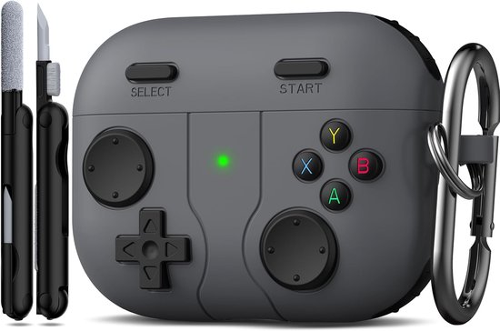 Compatibel met AirPods Pro 3e generatie hoes met reinigingsset, klassiek ontwerp voor draagbare gameconsoles, zachte siliconen beschermhoes voor Apple AirPods Pro 3 oplaadhoes, grijs