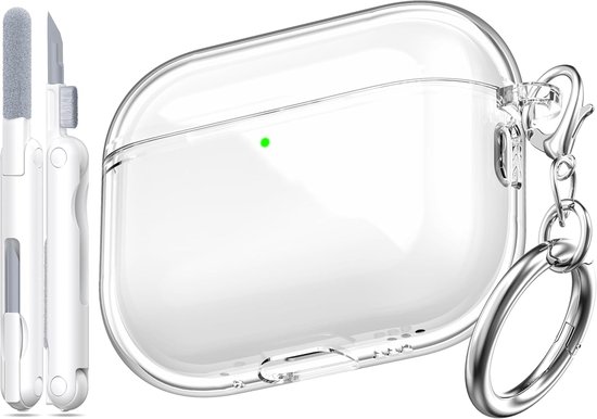 Compatibel met Airpods Pro 3e generatie Hoesje, Compatibel met Airpods Pro 3 hoesje met Sleutelhanger, Doorzichtig Zacht Transparant Schokbestendig Hoesje Van Militaire Kwaliteit, Wit