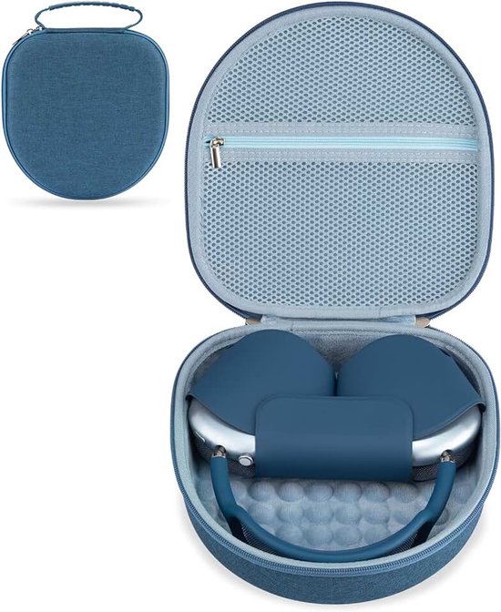 Compatibel met Apple AirPods Max hoofdtelefoons, EVA harde etui shell voor het opbergen van hoofdtelefoons op reis en buitenshuis (Blauw)