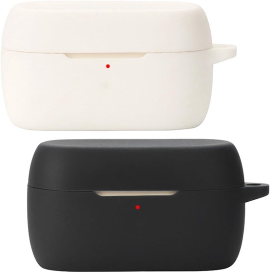 Compatibel met de Jabra Elite 4 hoofdtelefoonhoes, ondersteunt draadloos opladen, schokbestendige hoes met 4 Tectora-hoofdtelefoons van siliconen (zwart)