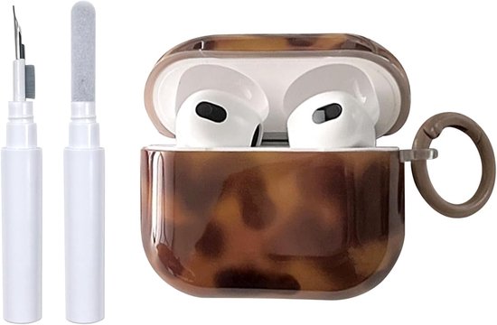 Compatibel voor AirPods 4 hoesje zacht TPU met Cleaner Kit Leuk Cool Amber Ontwerp Schokbestendige Sleutelhanger Cover voor Meisjes Vrouw voor Airpods 4 (2024) - Amber