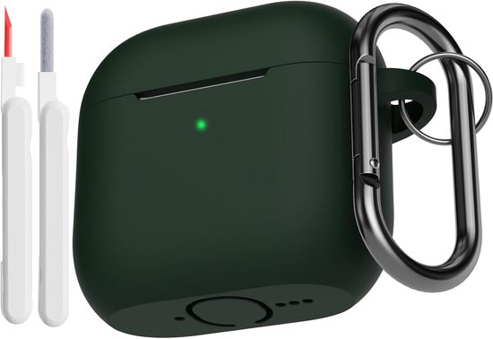 Compatibel voor AirPods 4e Generatie met Reinigingsset, Zachte Siliconen Volledige Lichaamsbeschermende Schokabsorberende Hoes voor Airpods 4 2024 met Reinigingspen & Karabijnhaak van compatibel