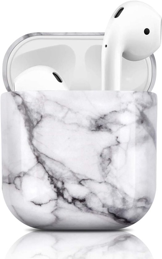 Compatible with AirPod Case, Portable Marble Airpod Cover, Full Protective Accessories for Apple AirPods 1&2 Charging Case - White