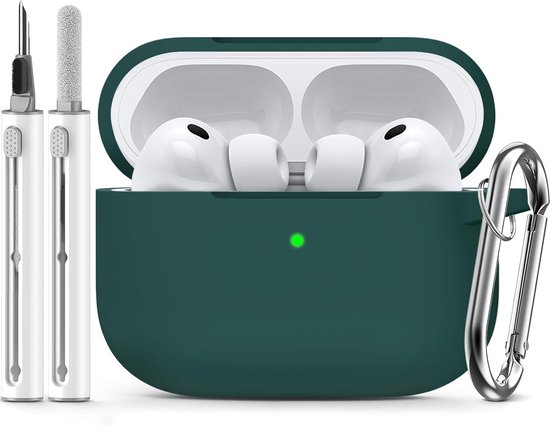 Compatible with AirPods Pro 3 Case - Deep Green-B | Silicone Protective Case Cover for Apple Air Pod Pro 3rd (2025), Unisex Design, with Cleaning Kit