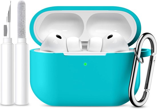 Compatible with AirPods Pro 3 Case - Silicone Protective Cases for Apple AirPods Pro 3 Case Cover 2025 - Soft Shockproof Cover with Cleaning Kit and Carabiner for Women Men, Teal