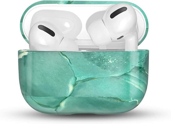 Compatible with AirPods Pro Case, Marble Cover PC Hard Stylish Case Portable Full Protective Shockproof Cover for AirPods Pro Earpods Charging Case Accessories – Green