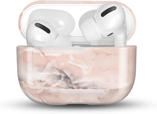 Compatible with AirPods Pro Case, Marble Cover PC Hard Stylish Case Portable Full Protective Shockproof Cover for AirPods Pro Earpods Charging Case Accessories – Pink