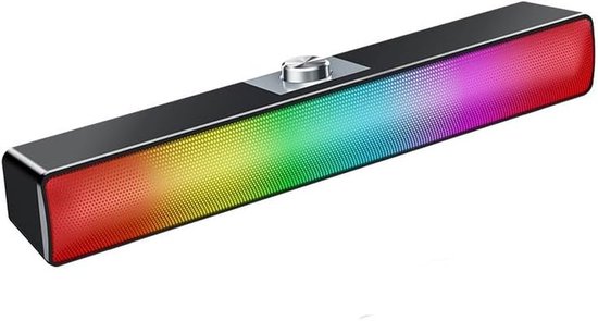 Computer Luidspreker - Soundbar PC - Muziek Luisteren - Met LED Verlichting - 32.5 cm - Mat Zwart
