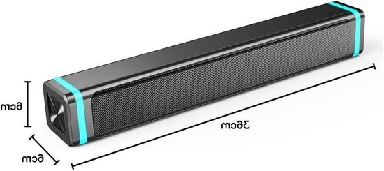 Computer Luidsprekers - Draadloze Soundbar - Gaming Films Muziek - 360 Graden Geluid - 36 cm Lengte - Zwart