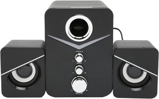 Computer Speaker - Desktop Geluid - Gaming PC - 2.1 Kanaals Geluid - 24 x 16 x 13 cm - Zwart