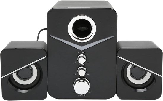 Computer Speaker - PC Soundbar - Muziek Luisteren - Hi-Fi Stereo Geluid - 24 x 16 x 13 cm - Zwart