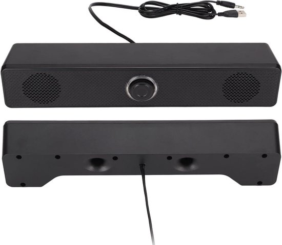 Computerluidspreker - Soundbar - Films en games - Dubbele hoorns - 33 cm lang - Zwart