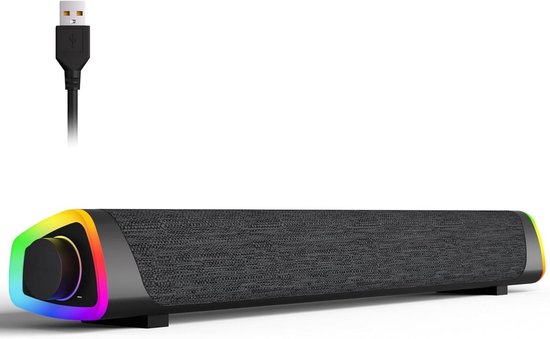 Computerluidsprekers Soundbar - Draadloos Audio - Film Kijken - Kleurrijke LED Verlichting - 30 Graden - Grijs