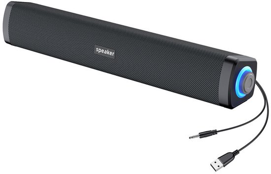 Computerluidsprekers - Stereo soundbar voor desktopcomputers - USB oplaadbaar - Met subwoofer - 6 watt - Geen Bluetooth - Zwart