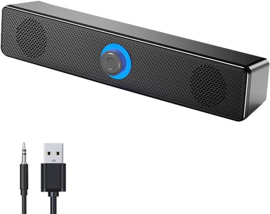 Computerspeaker – 3D surround sound – Stereo subwoofer – 2 stuks – Voor laptop en tv – Zwart van Merkloos