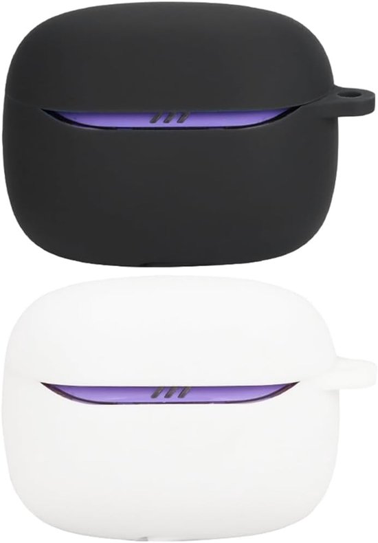 Cover Compatibel voor jbl TUNE BEAM 2, [Ondersteunt draadloos opladen] [Schokbestendige beschermhoes] 2x black white