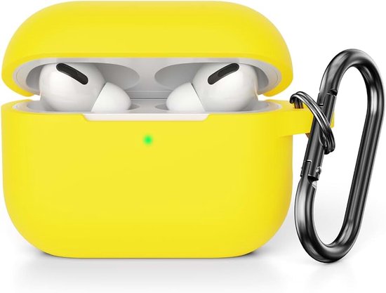 Cover Compatible with Airpods Pro 2, Soft Silicone Skin Case Cover Shock-Absorbing Protective Case for Airpods Pro 2nd Generation (2022) with Carabiner, Front LED Visible, Yellow
