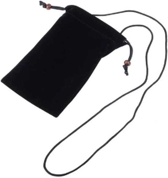 Cover met ketting en lus sluiting Zachte stoffen flanellen draagtas voor Nokia C110 (2023) - Zwart