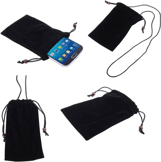 Cover with Chain and Loop Closure Soft Cloth Flannel Carry Bag voor Xiaomi Poco M4 Pro 4G (2022) - Black