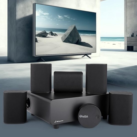 COVREO Home Cinema-set 5.1 zwart, draadloos met WiSA low latency