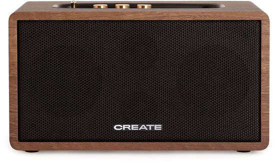 CREATE - Draagbare 55W luidspreker met Bluetooth, USB en AUX - SPEAKER RETRO WOOD