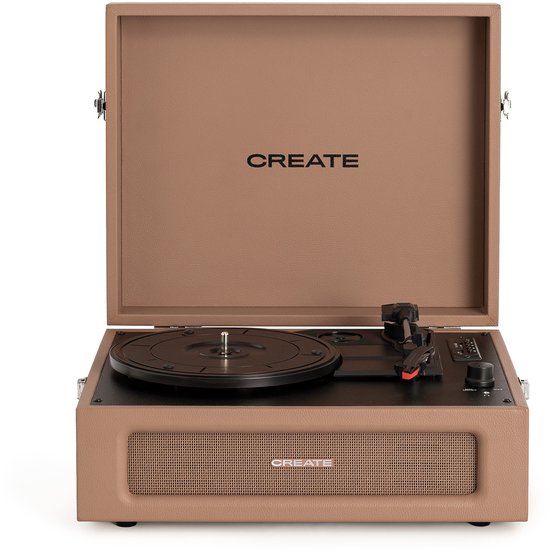 CREATE - Platenspeler Retro - Bluetooth, USB, SD, MicroSD en Mp3-recorder/speler - Mokka - RECORD PLAYER RETRO