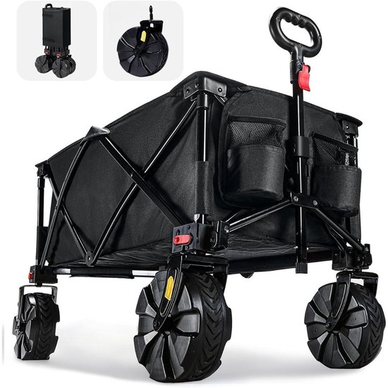 CRLYN® Bolderkar Opvouwbaar Luchtbanden - Strandwagen - Bolderwagen - Zwart van CRLYN