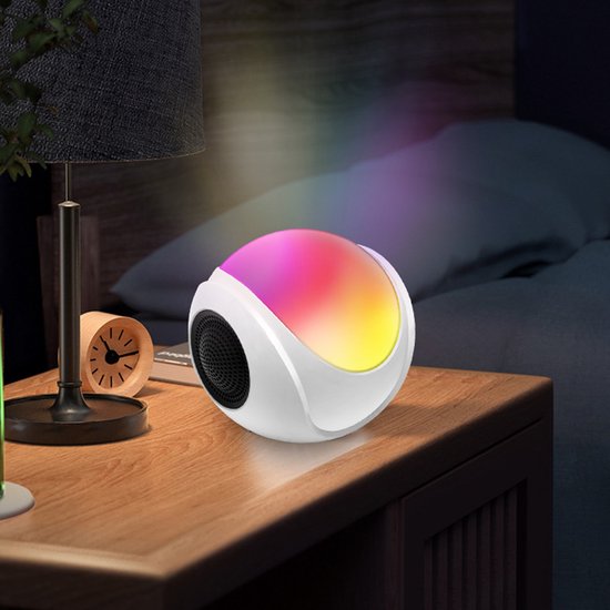 Crrynuo - Bluetooth Speaker - LED Licht Speaker - FM Radio Speaker - 1 Stuk - 360° Audio - 5W - Wit van Merkloos